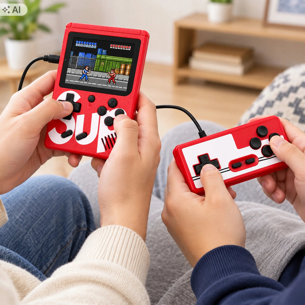 Nešiojama retro mini žaidimų konsolė, 400 žaidimų, LCD ekranas, valdiklis, prijungimas prie televizoriaus, 2 žaidėjams