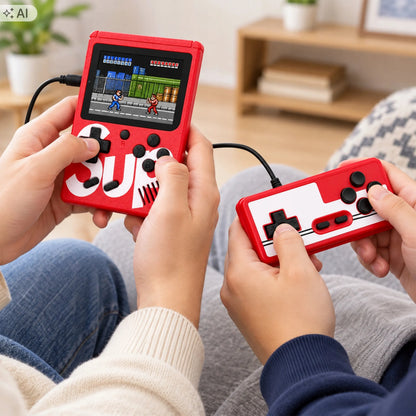 Nešiojama retro mini žaidimų konsolė, 400 žaidimų, LCD ekranas, valdiklis, prijungimas prie televizoriaus, 2 žaidėjams