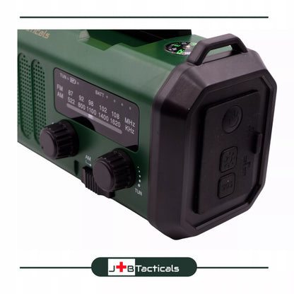 Nešiojamas avarinis FM/AM radijas JB Tacticals , saulės energija, su rankena, maitinimo funkcija, žibintuvėlis