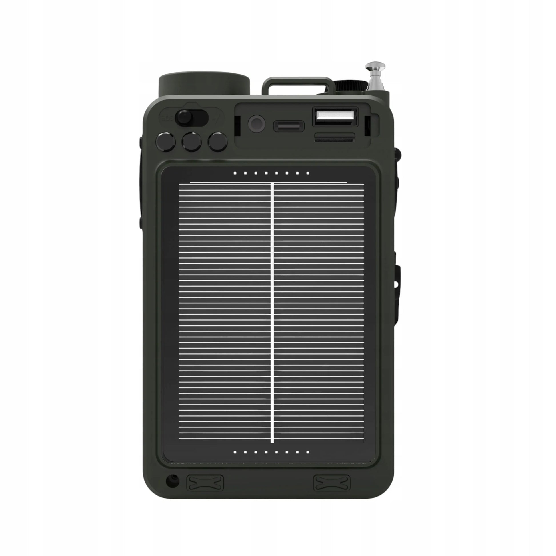 Nešiojamas avarinis radijas JB Tacticals žalias su SOS pavojaus signalu ir Bluetooth