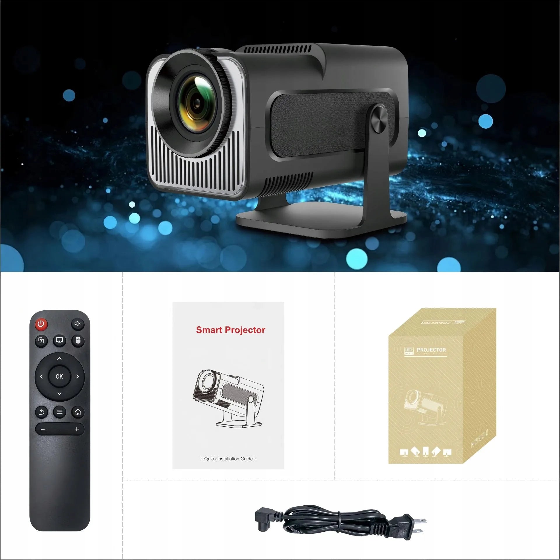 Nešiojamas LED projektorius HY320 4K Android Smart TV WiFi