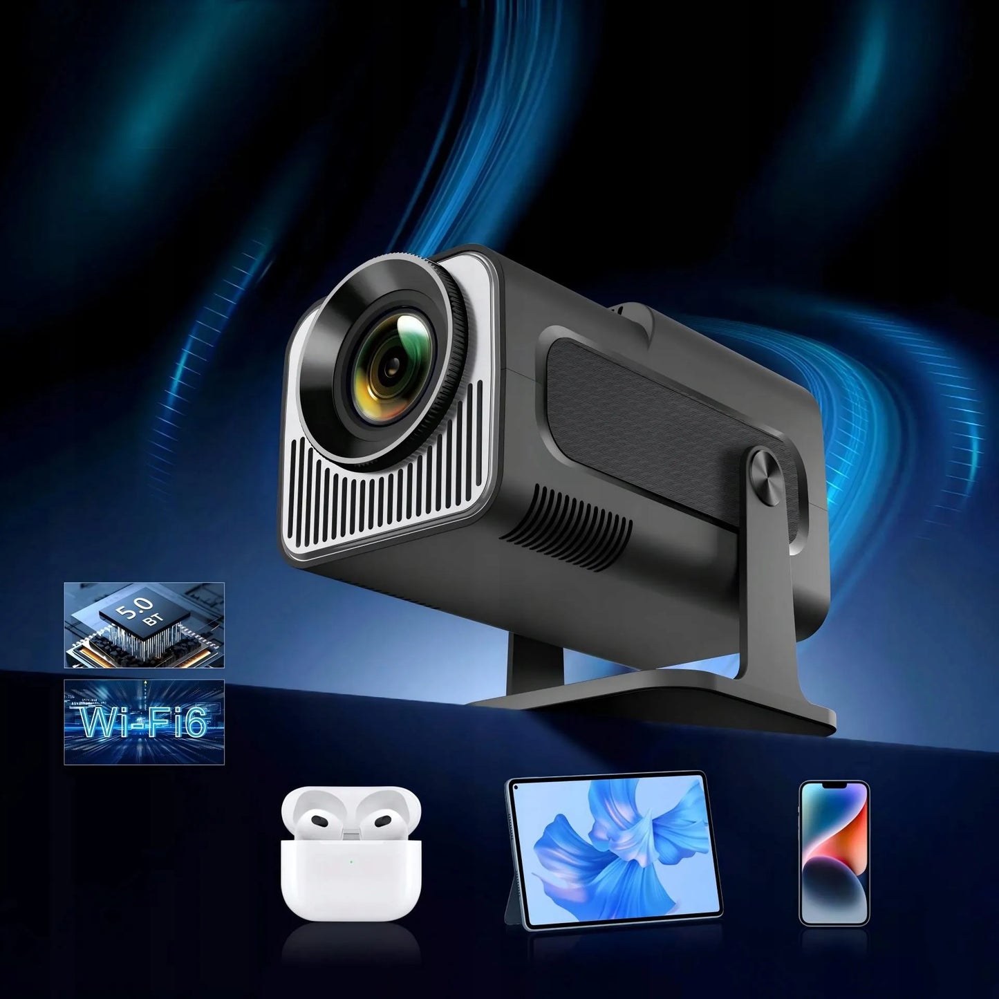 Nešiojamas LED projektorius HY320 4K Android Smart TV WiFi