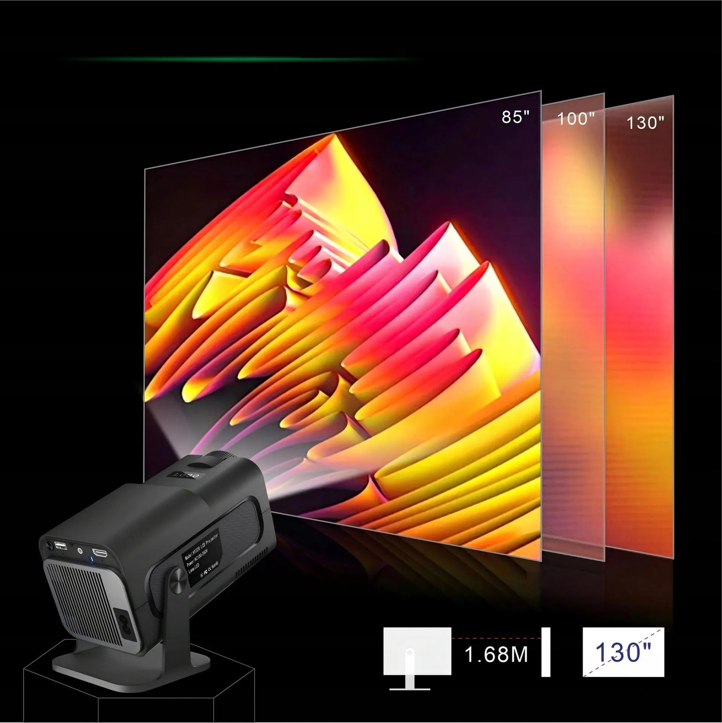Nešiojamas LED projektorius HY320 4K Android Smart TV WiFi