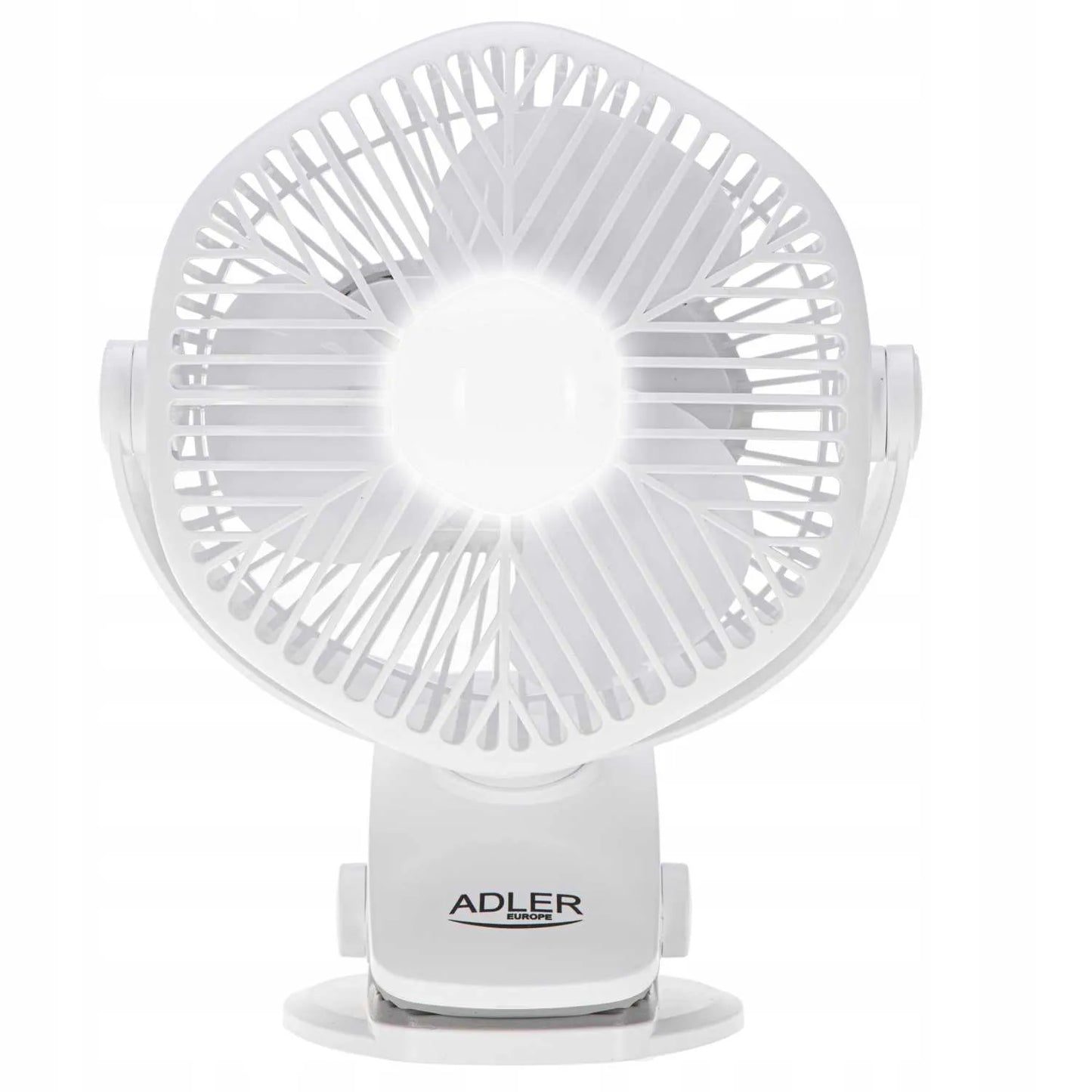 Nešiojamas mini stalinis ventiliatorius Adler su LED lempute ir spaustuku