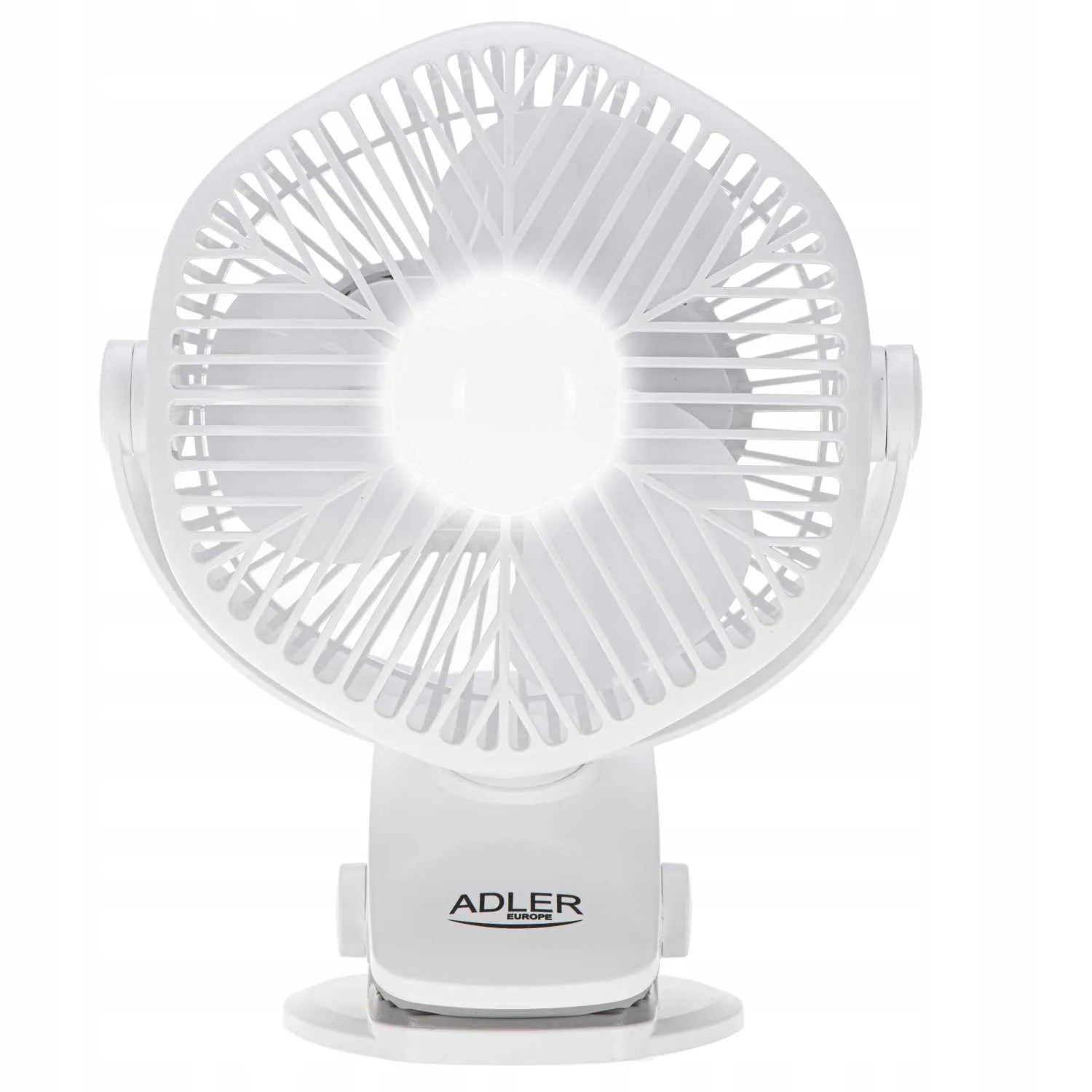Nešiojamas mini stalinis ventiliatorius Adler su LED lempute ir spaustuku