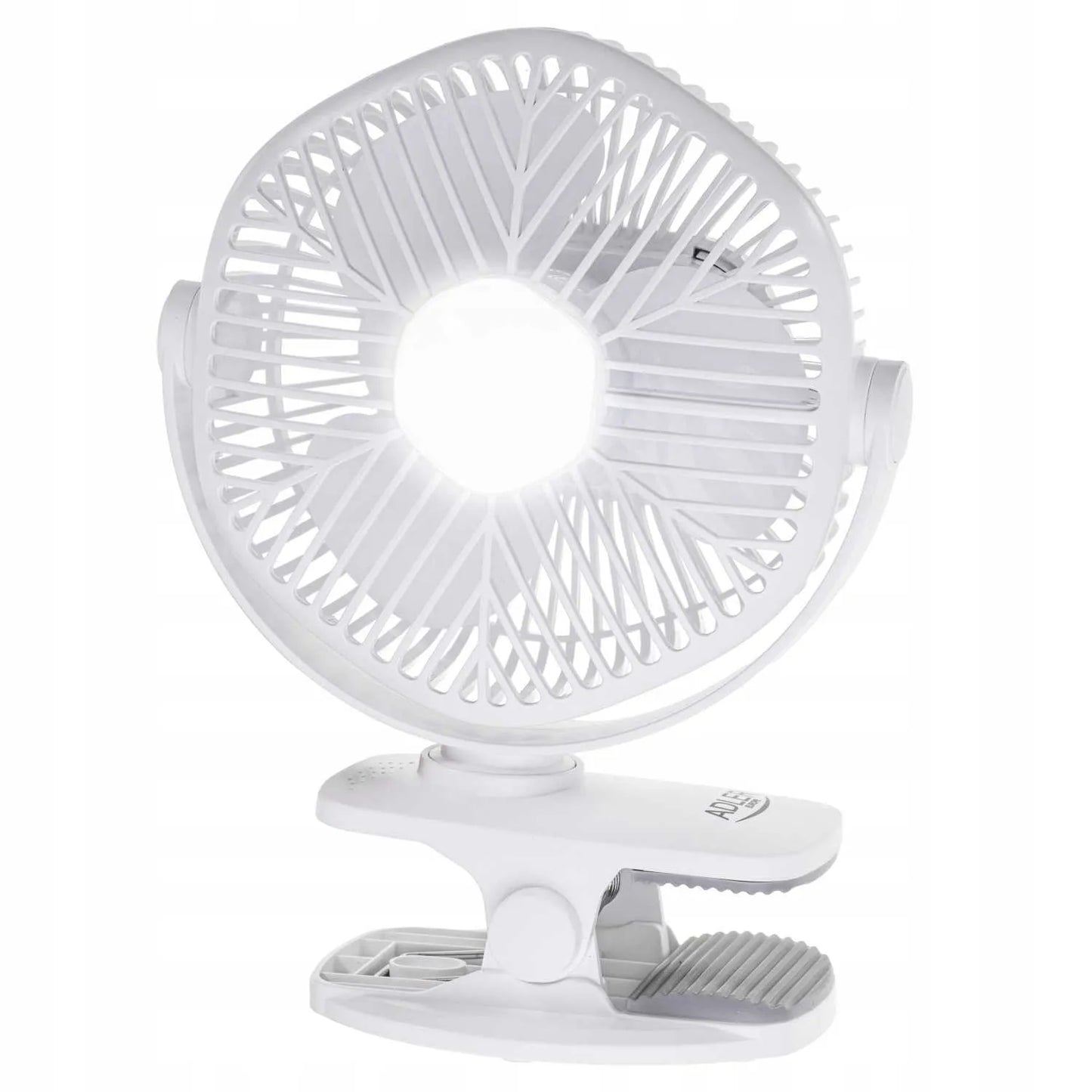 Nešiojamas mini stalinis ventiliatorius Adler su LED lempute ir spaustuku