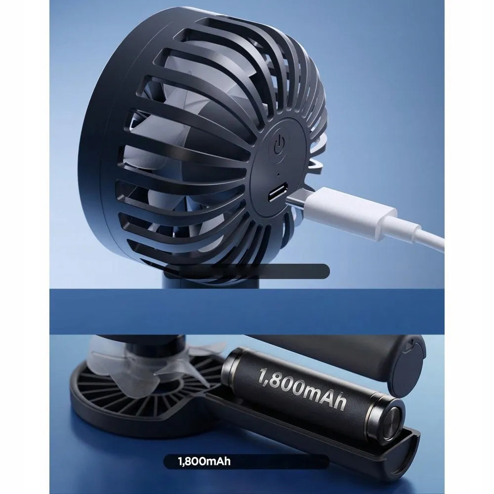 Nešiojamas mini ventiliatorius Spigen A905 su USB-C įkrovimu ir 3 greičio režimais, juodas