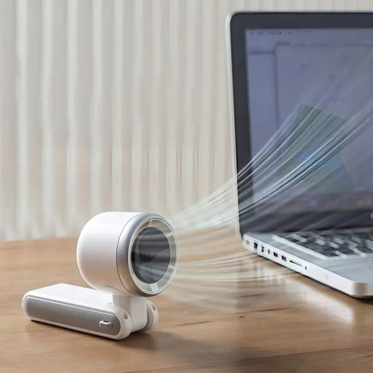 Nešiojamas mini ventiliatorius USB, tylus, WINDSY baltas