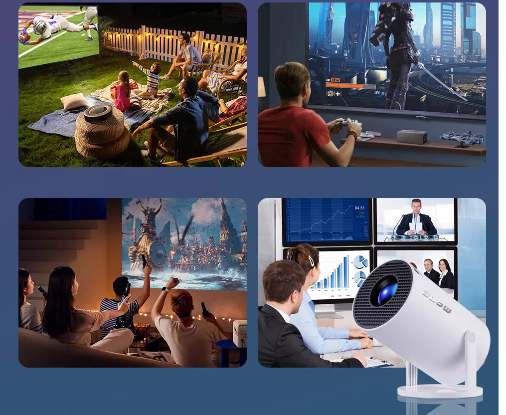 Nešiojamas pasukamas projektorius, Full HD, Android Smart TV, Wi-Fi