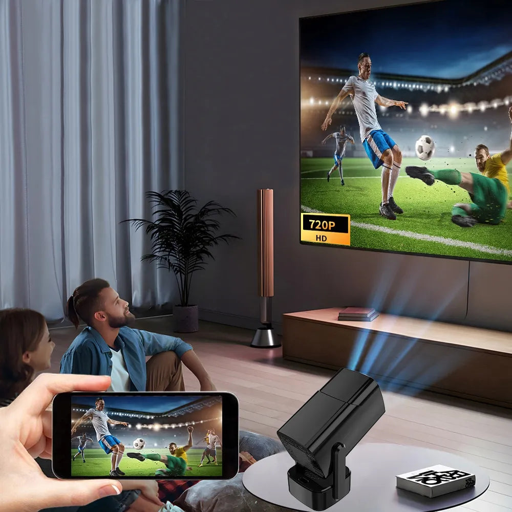 Nešiojamas projektorius „Android Smart TV“ „Wi-Fi“ „Full HD“ + dėklas ir garsiakalbis