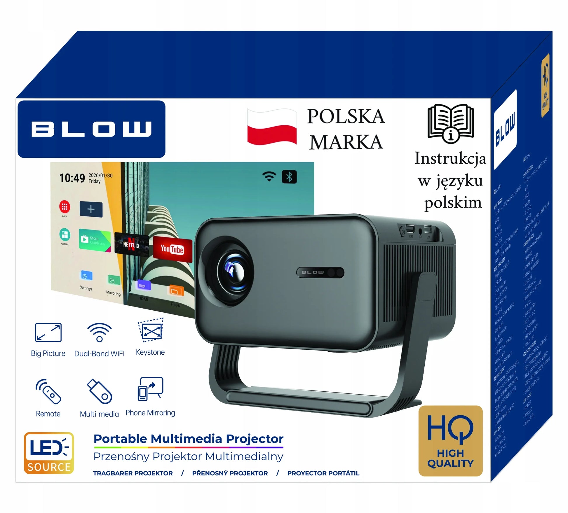 Nešiojamas projektorius BLOW AndroidTV FullHD MaxView juodas