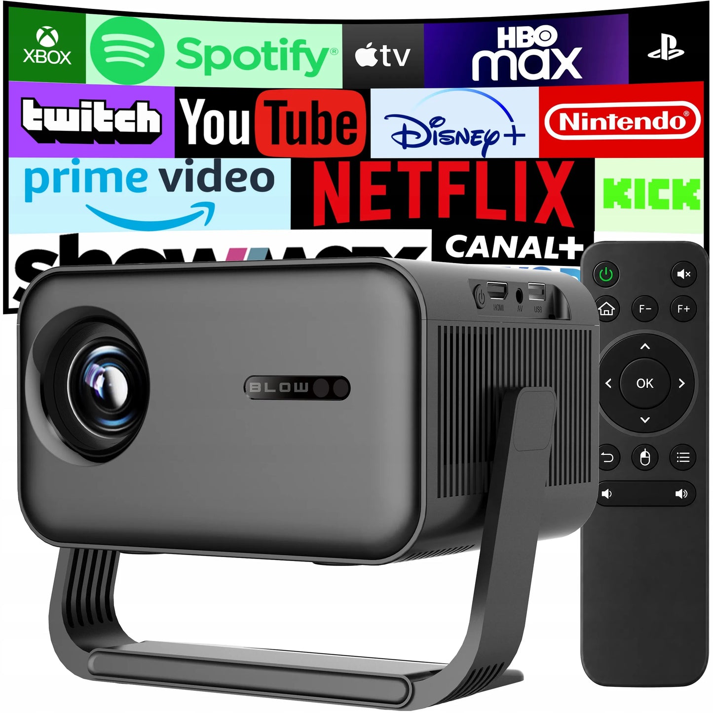 Nešiojamas projektorius BLOW AndroidTV FullHD MaxView juodas