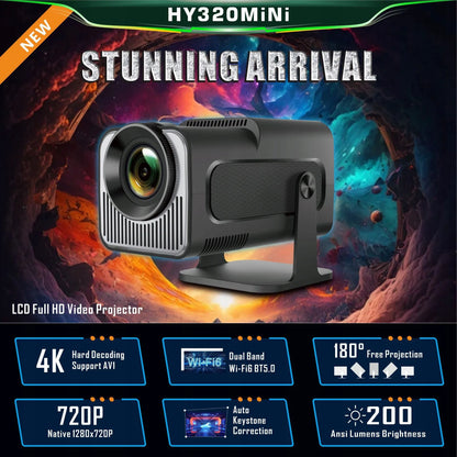 Nešiojamas projektorius HY320 MINI SMART HD LED ANDROID WiFi TV 150"