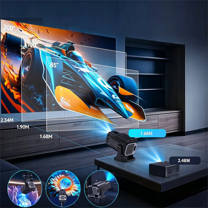 Nešiojamas projektorius HY320 MINI SMART HD LED ANDROID WiFi TV 150"