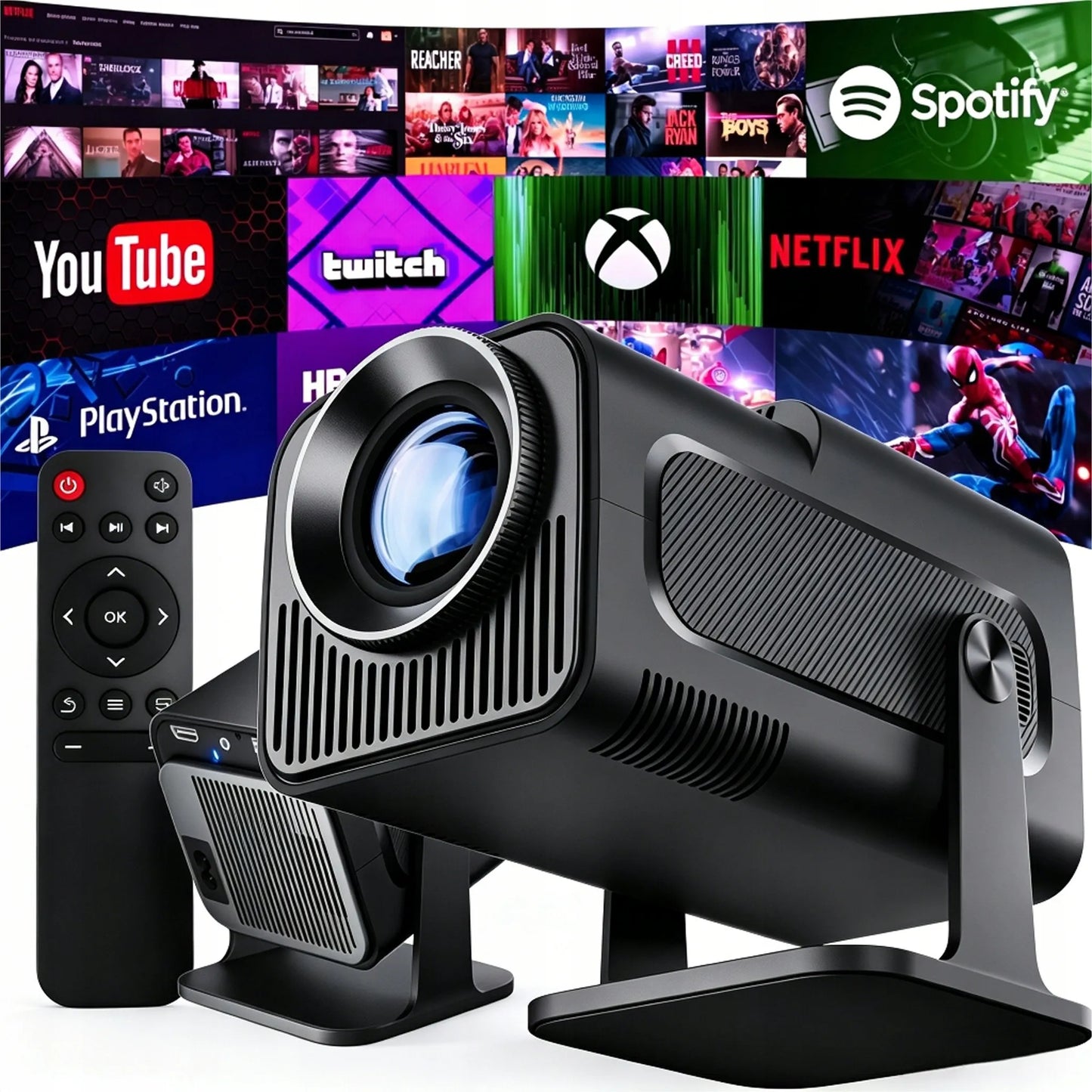 Nešiojamas projektorius HY320 MINI SMART HD LED ANDROID WiFi TV 150"