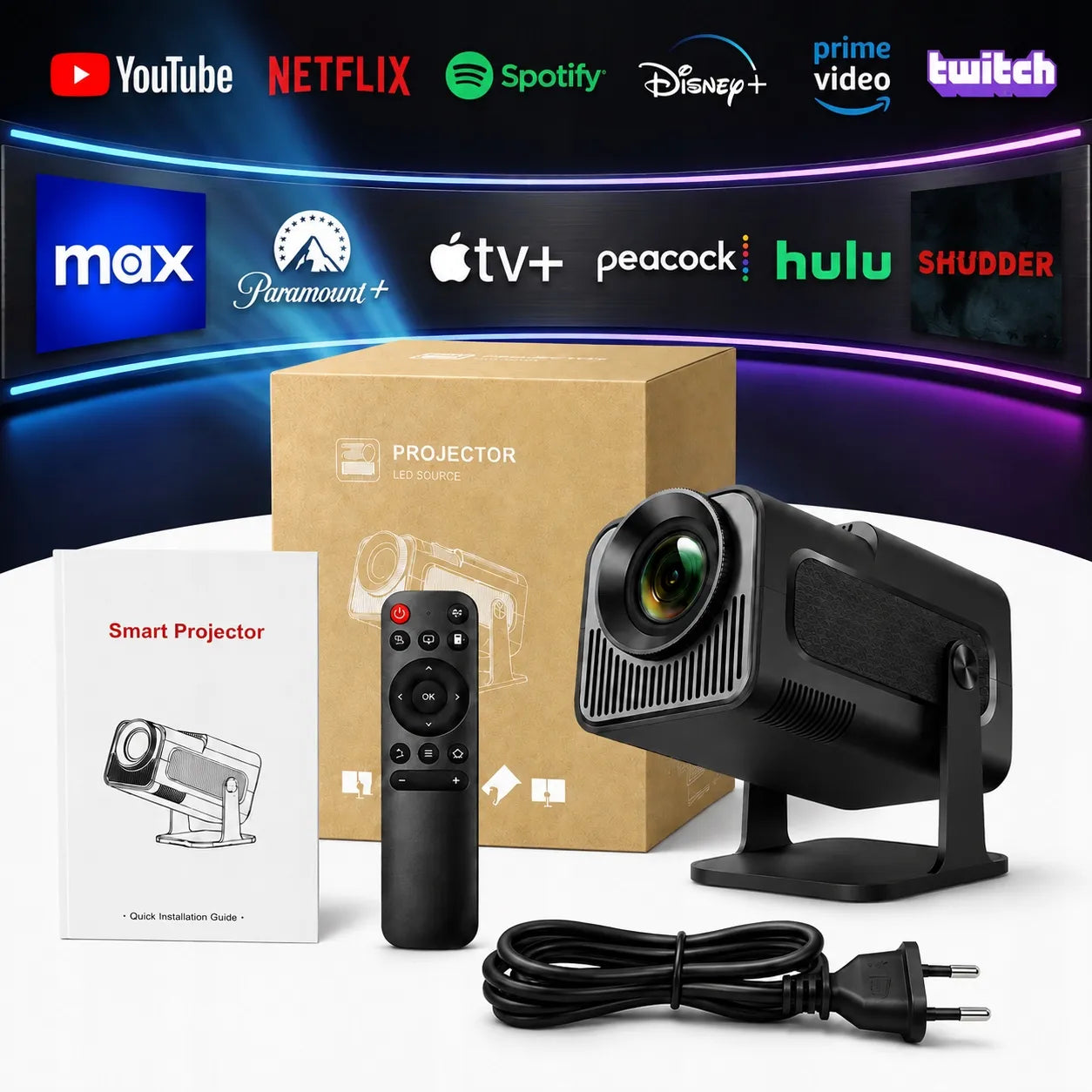 Nešiojamas projektorius HY320 MINI SMART HD LED ANDROID WiFi TV 150"