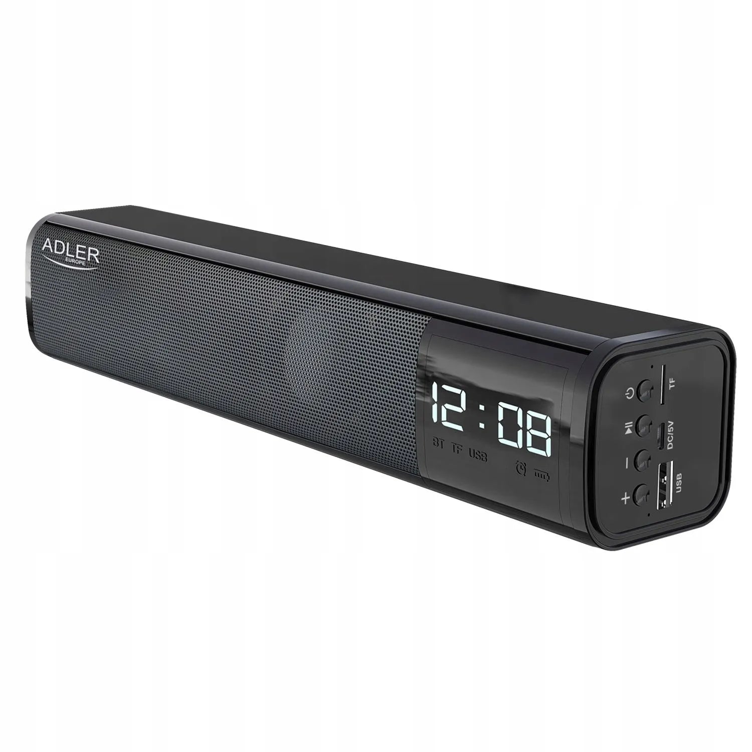 Nešiojamas „Soundbar“ garsiakalbis su žadintuvu „Bluetooth 5.0 Adler“