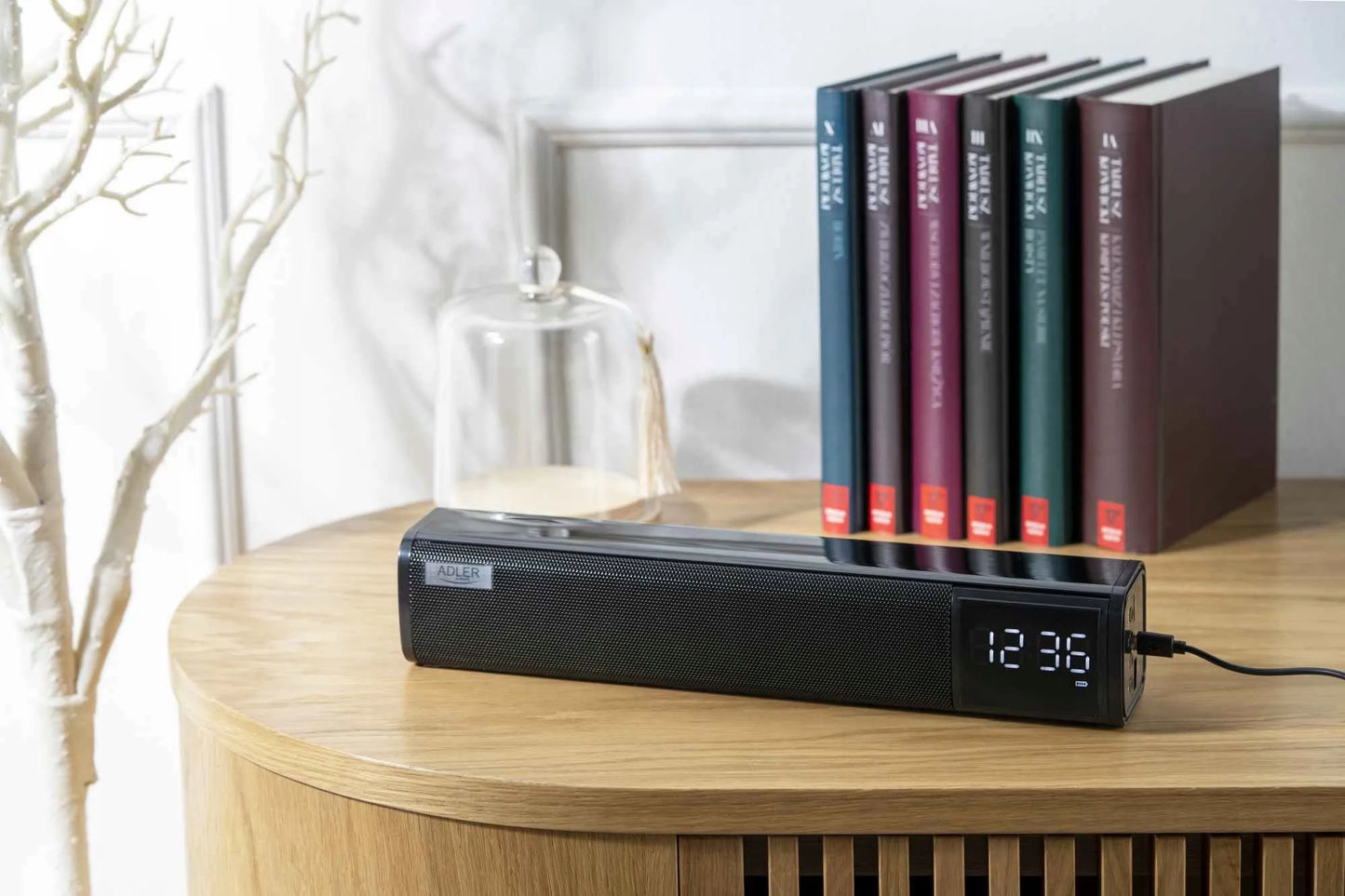 Nešiojamas „Soundbar“ garsiakalbis su žadintuvu „Bluetooth 5.0 Adler“