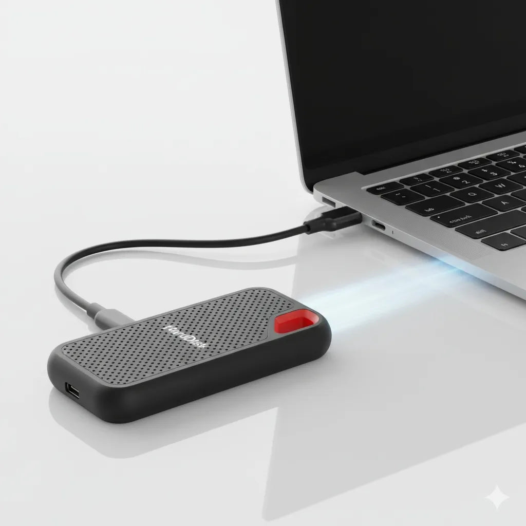 Nešiojamas SSD diskas 2TB USB-C, skirtas iPhone, Android ir Mac, itin spartus
