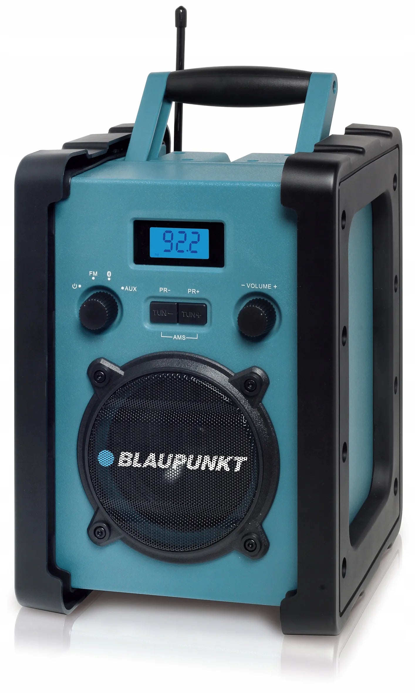 Nešiojamas statybinis akumuliatorinis radijas BLAUPUNKT BSR20 Bluetooth FM AUX su maitinimo šaltiniu