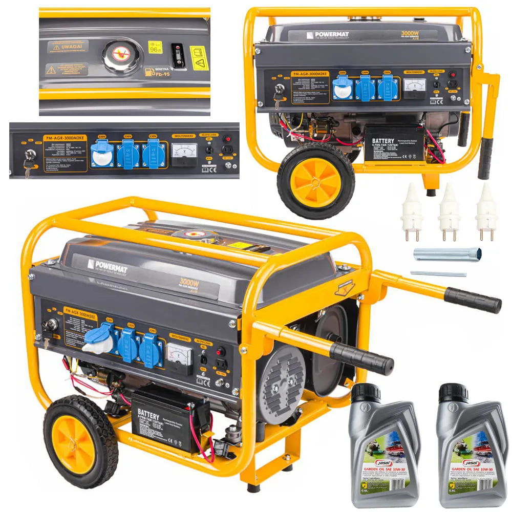 Nešiojamas vienfazis benzininis elektros generatorius Powermat 3000 W