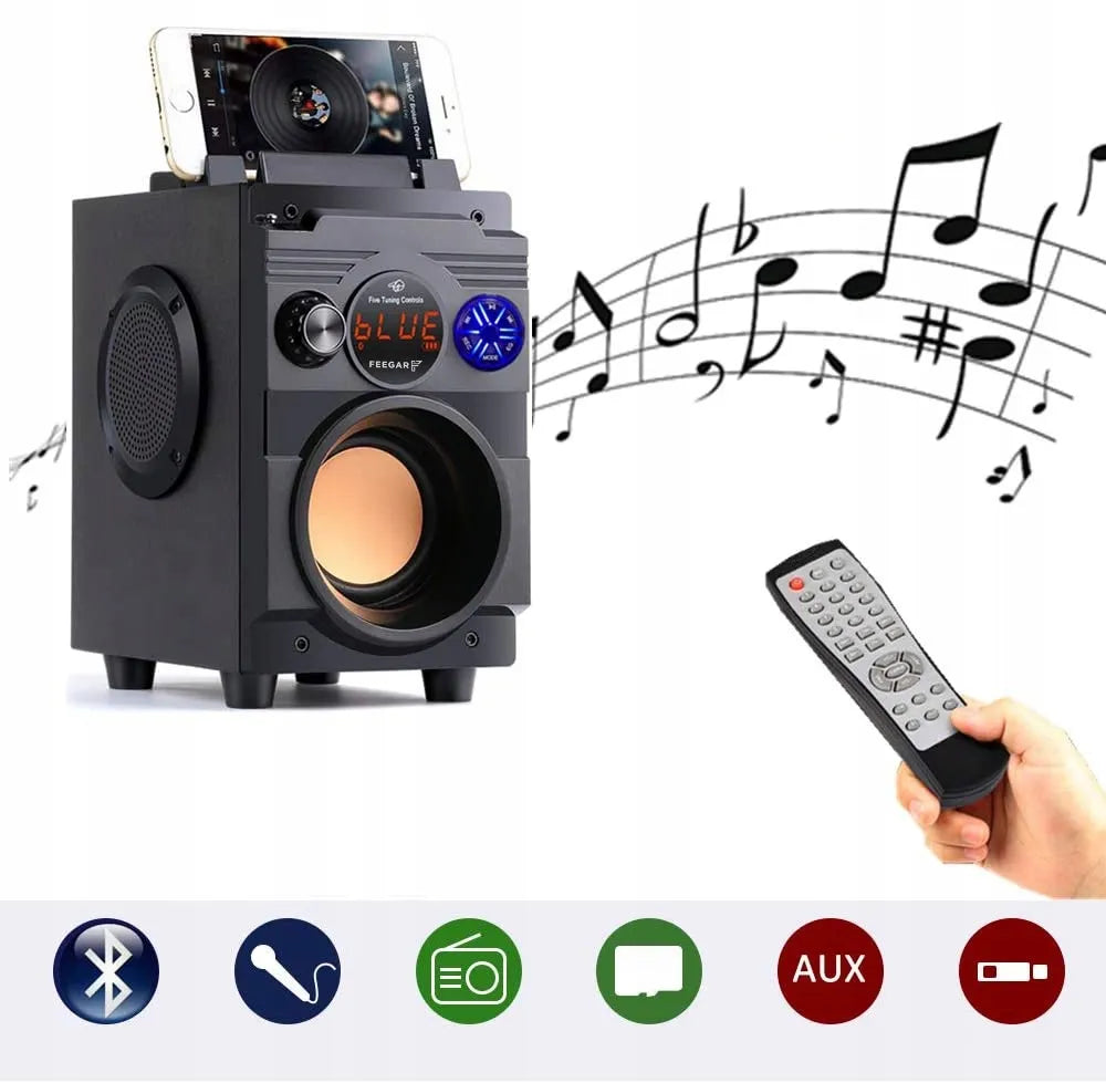 Nešiojamoji „Bluetooth“ kolonėlė Feegar ShowJet su karaoke mikrofonu, 3,5 mm AUX