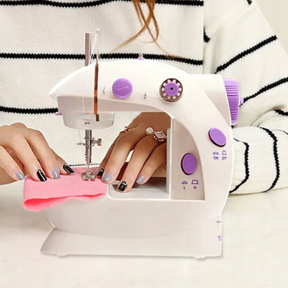 Nešiojamoji mini siuvimo mašina RETOO su priedais ir dovanomis, LED apšvietimu, 2 režimais
