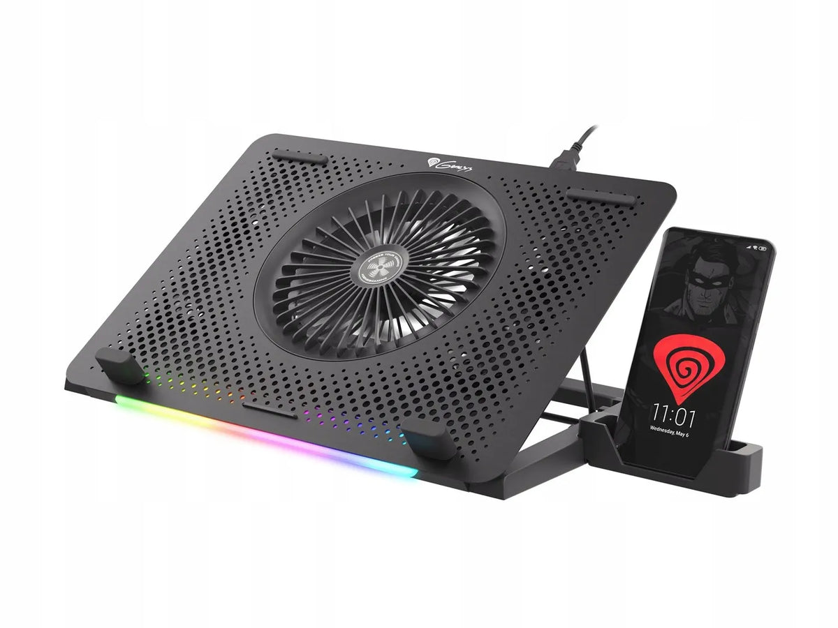 Nešiojamojo kompiuterio aušinimo stovas Genesis Oxid 450 RGB, 15,6 col., su ventiliatoriais