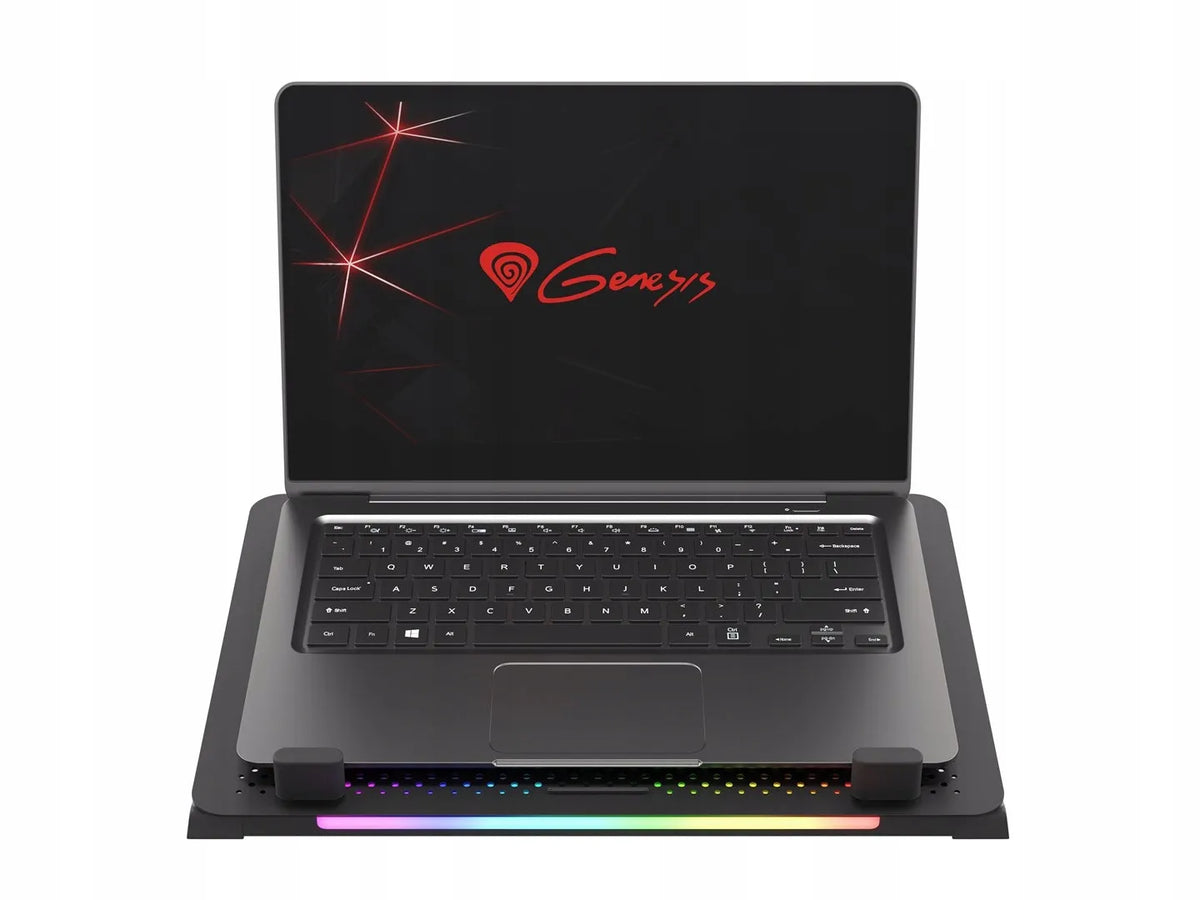 Nešiojamojo kompiuterio aušinimo stovas Genesis Oxid 450 RGB, 15,6 col., su ventiliatoriais