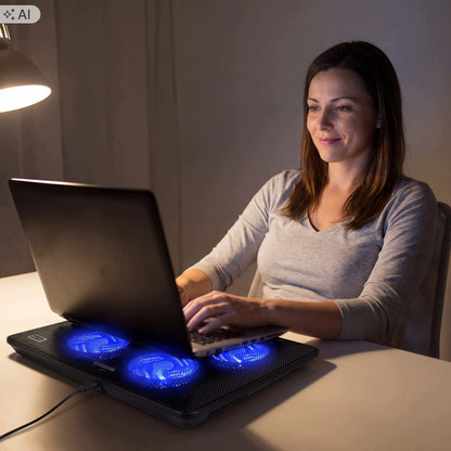 Nešiojamojo kompiuterio aušinimo stovas „Retoo“, 17 colių, 5 ventiliatoriai, LED, USB