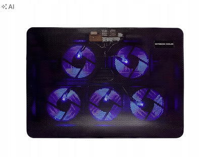 Nešiojamojo kompiuterio aušinimo stovas „Retoo“, 17 colių, 5 ventiliatoriai, LED, USB