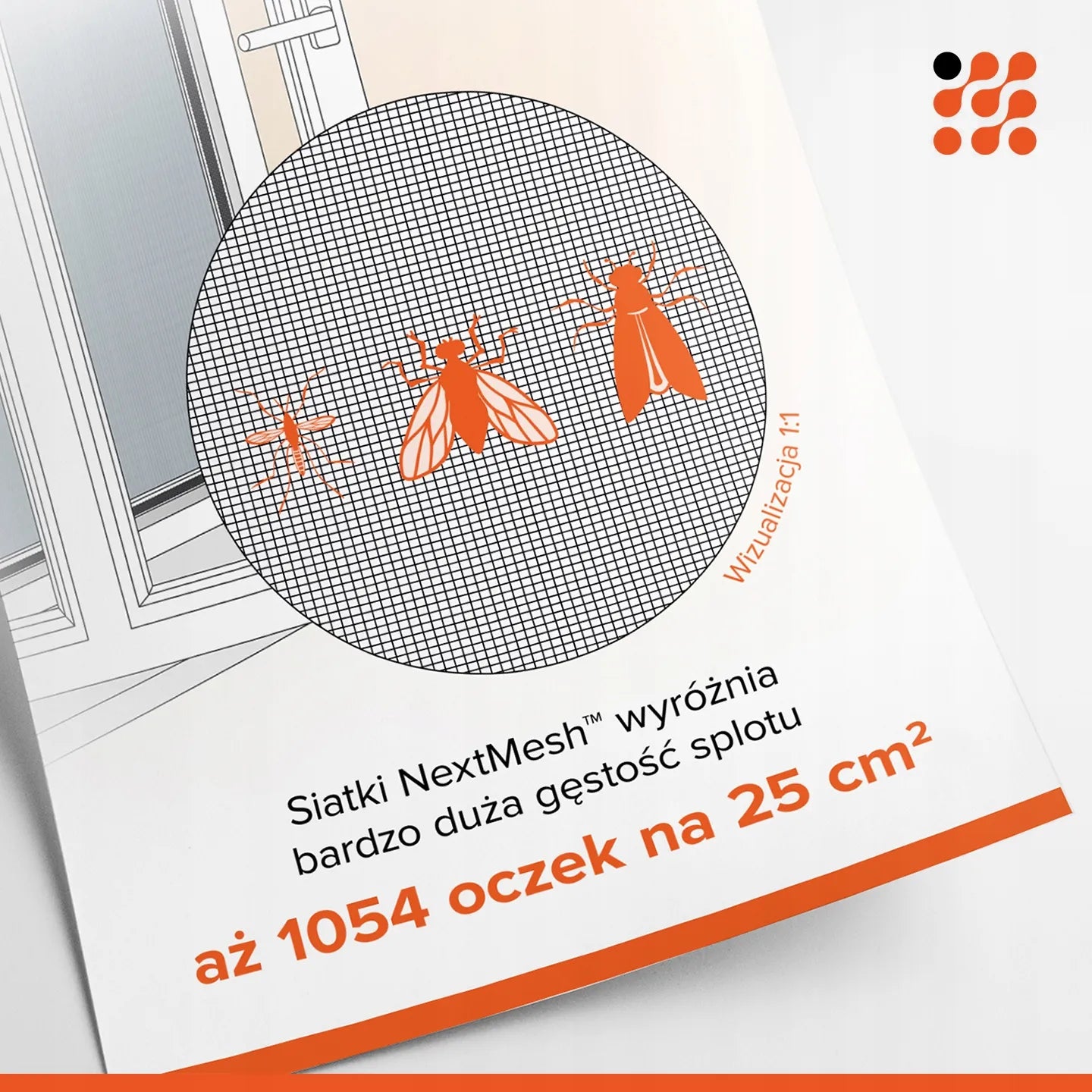 NextHook langų tinklelis nuo uodų 1,4 m x 1,6 m su lipukais