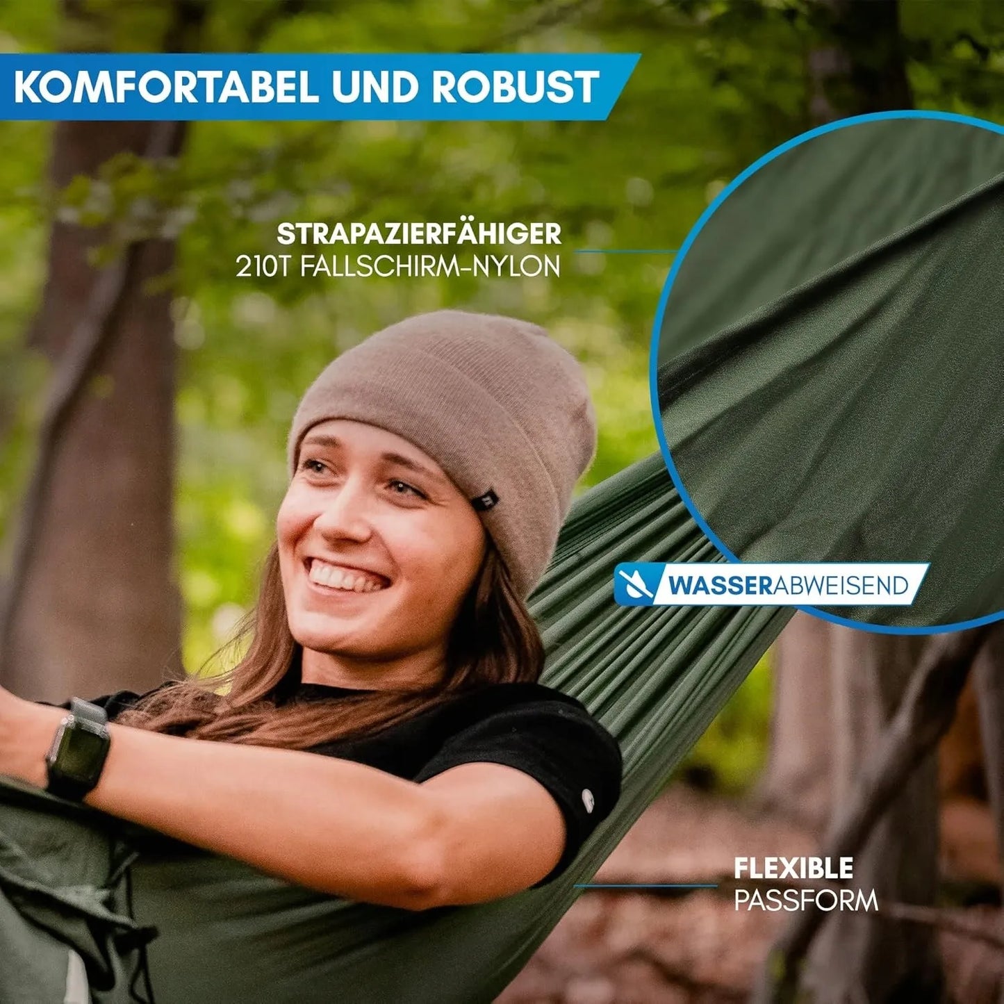 NORDMUT nailoninis parašiutinis hamakas, maksimali apkrova 300 kg PRO LUX