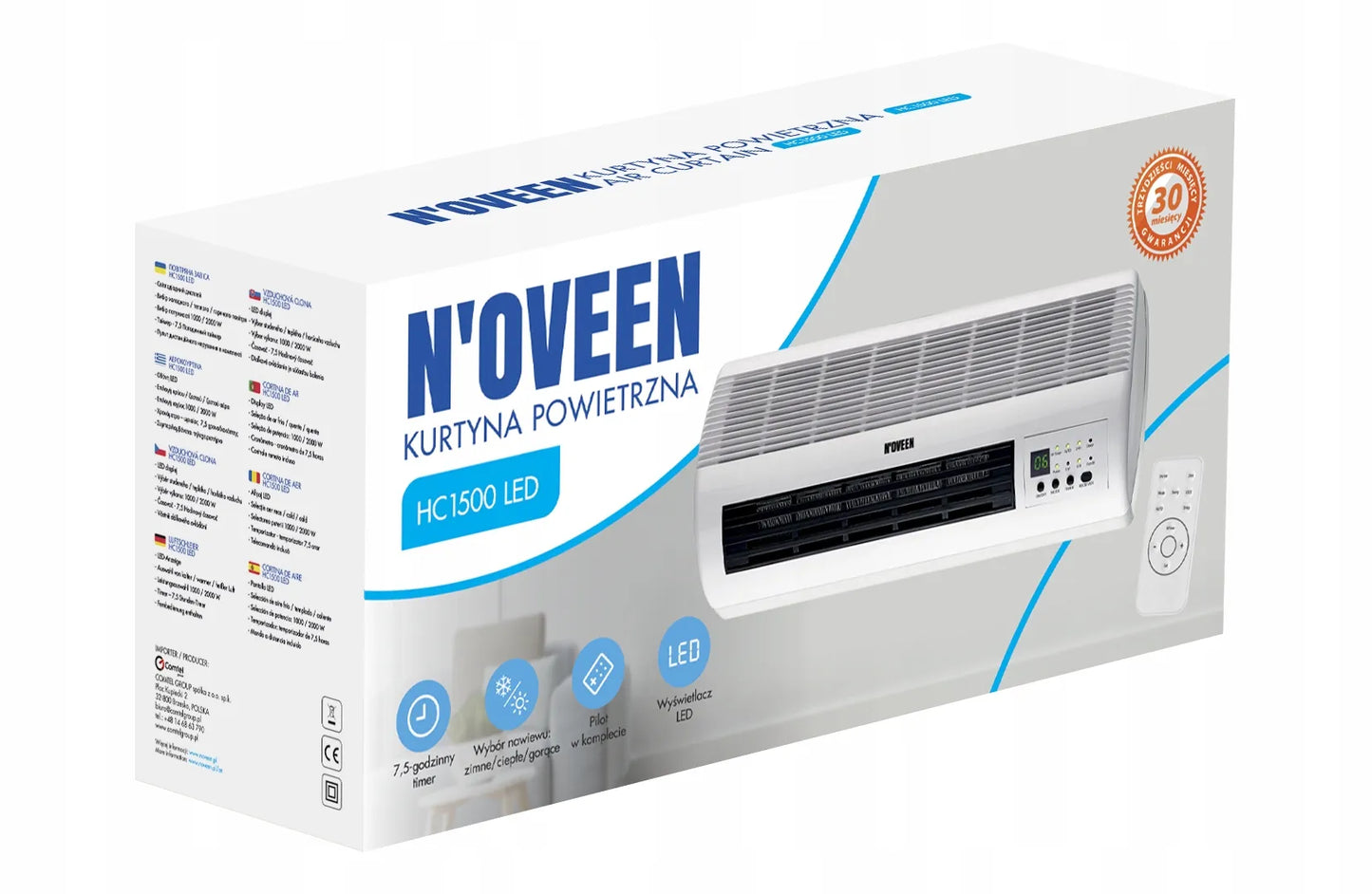 N'OVEEN HC1500 oro uždanga su šildytuvu, osciliacija ir laikmačiu