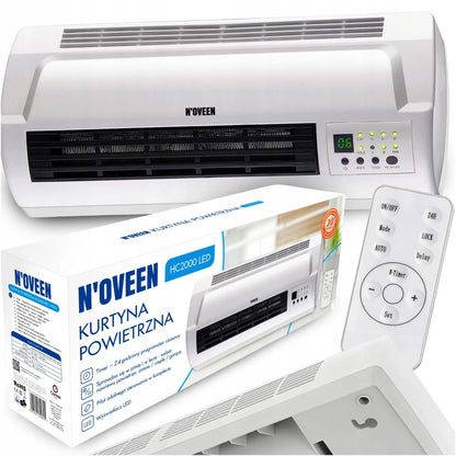 N'OVEEN sieninė oro užuolaida, ventiliatorius ir elektrinis šildytuvas, 2000W