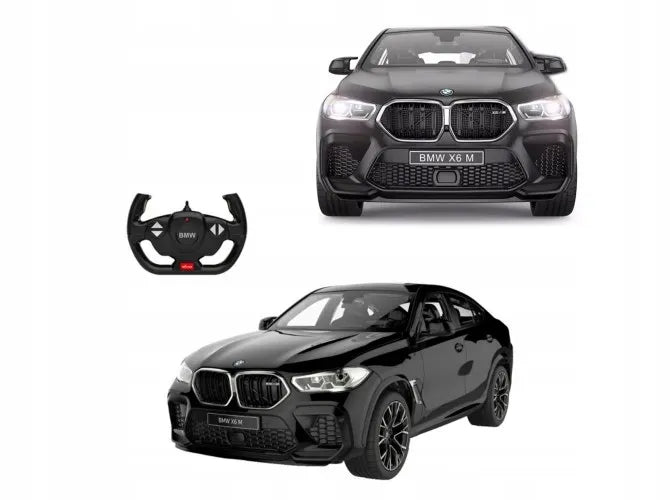 Nuotoliniu būdu valdomas automobilis BMW X6 M, 1:14, su LED žibintais, juodas