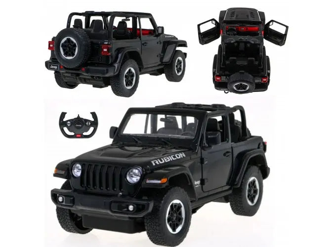 Nuotoliniu būdu valdomas automobilis Coil Jeep Wrangler RS, juodas, 1:14