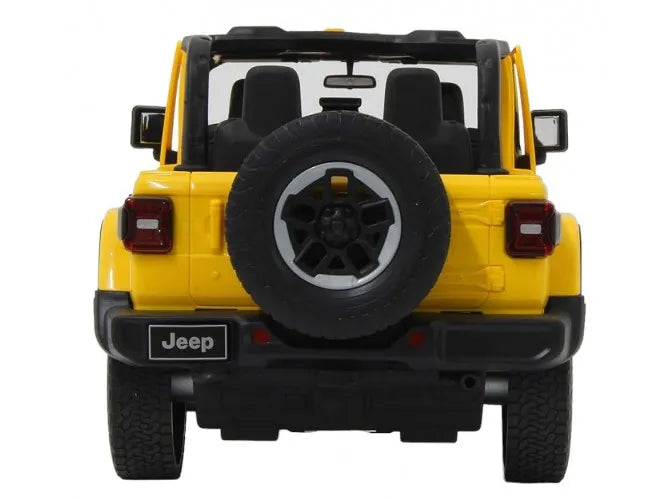 Nuotoliniu būdu valdomas automobilis RC su pulteliu, didelis geltonas Jeep Wrangler RS 1:14