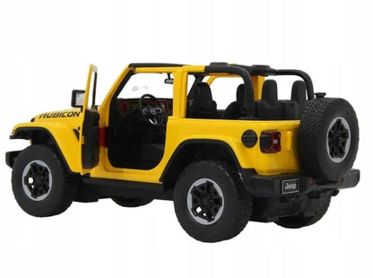Nuotoliniu būdu valdomas automobilis RC su pulteliu, didelis geltonas Jeep Wrangler RS 1:14
