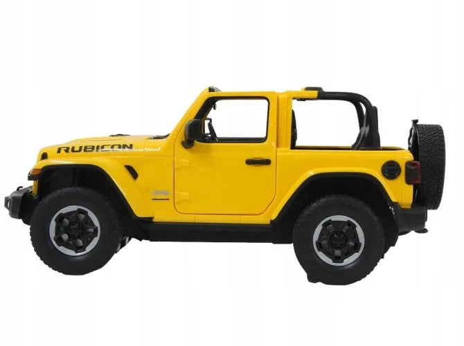 Nuotoliniu būdu valdomas automobilis RC su pulteliu, didelis geltonas Jeep Wrangler RS 1:14