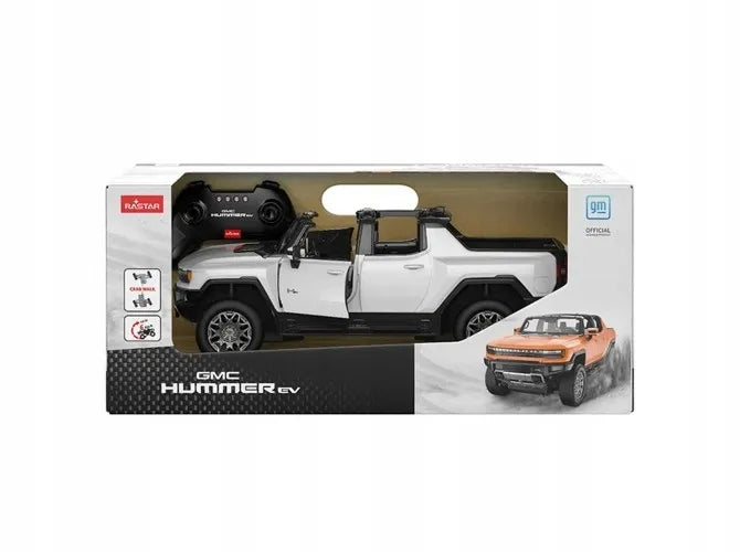 Nuotoliniu būdu valdomas baltas didelis Hummer 4x4 RC visureigis su pulteliu