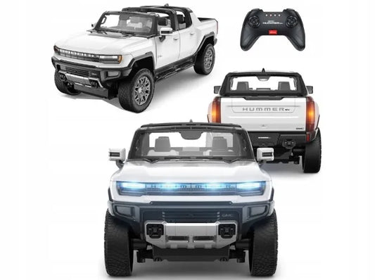 Nuotoliniu būdu valdomas baltas didelis Hummer 4x4 RC visureigis su pulteliu