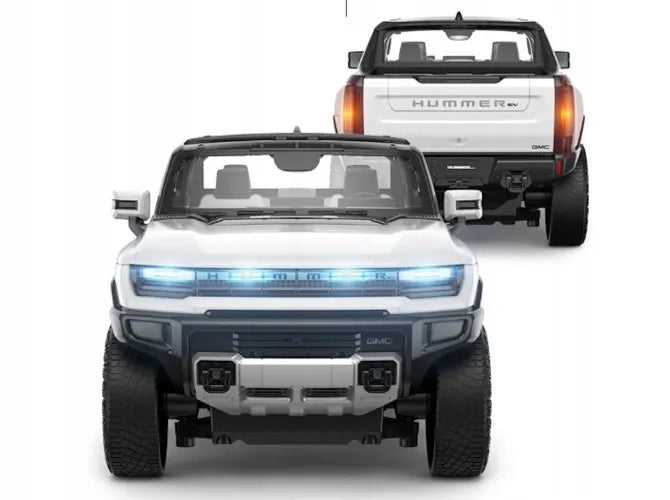 Nuotoliniu būdu valdomas baltas didelis Hummer 4x4 RC visureigis su pulteliu