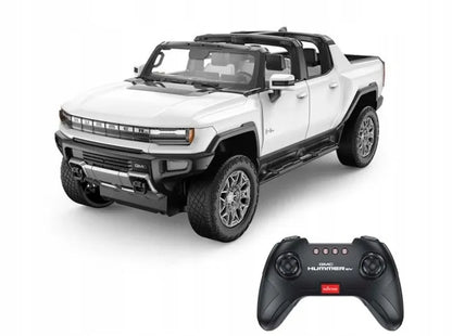 Nuotoliniu būdu valdomas baltas didelis Hummer 4x4 RC visureigis su pulteliu