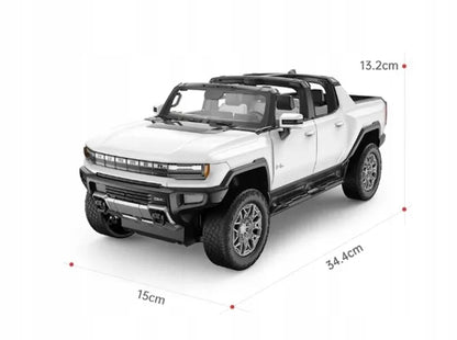 Nuotoliniu būdu valdomas baltas didelis Hummer 4x4 RC visureigis su pulteliu