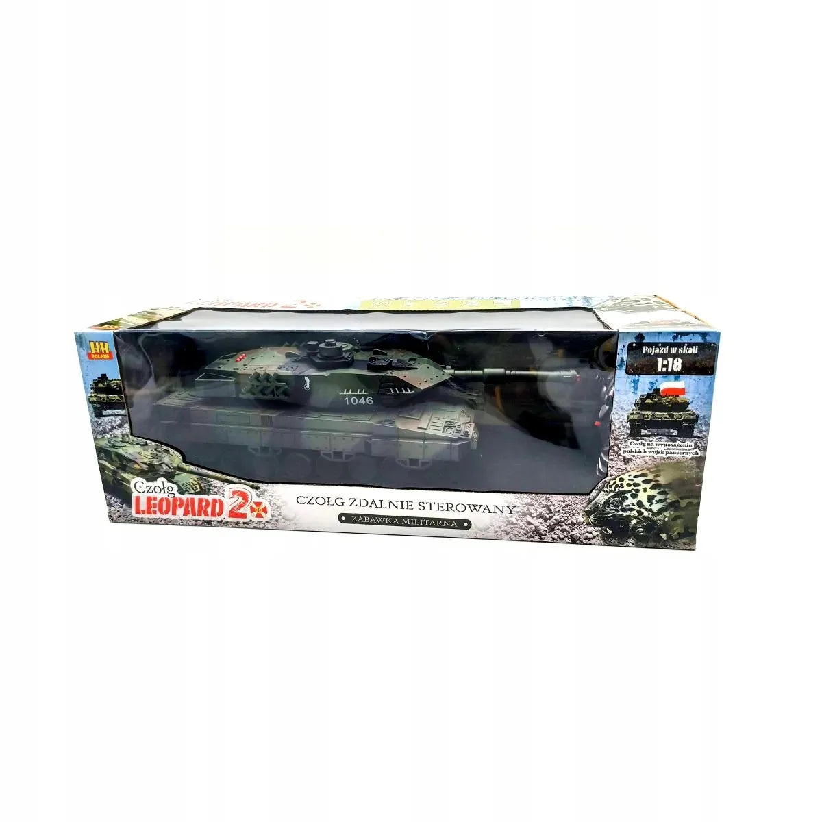 Nuotoliniu būdu valdomas tankas „Leopard 2“ RC, 1:18 mastelio, lenkiška versija