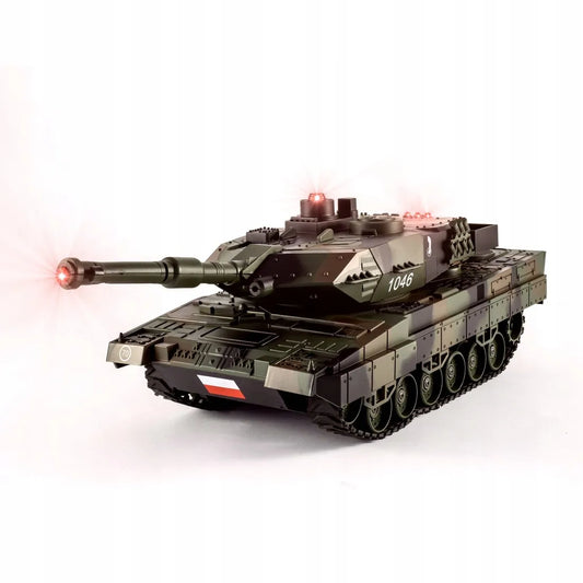 Nuotoliniu būdu valdomas tankas „Leopard 2“ RC, 1:18 mastelio, lenkiška versija