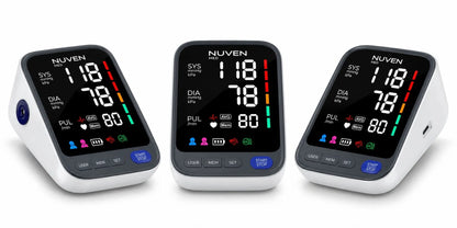 NUVEN žastinis kraujospūdžio matuoklis „Cardio Silver+“ su garsiniais pranešimais lenkų kalba, dideliu LCD ekranu, TUV