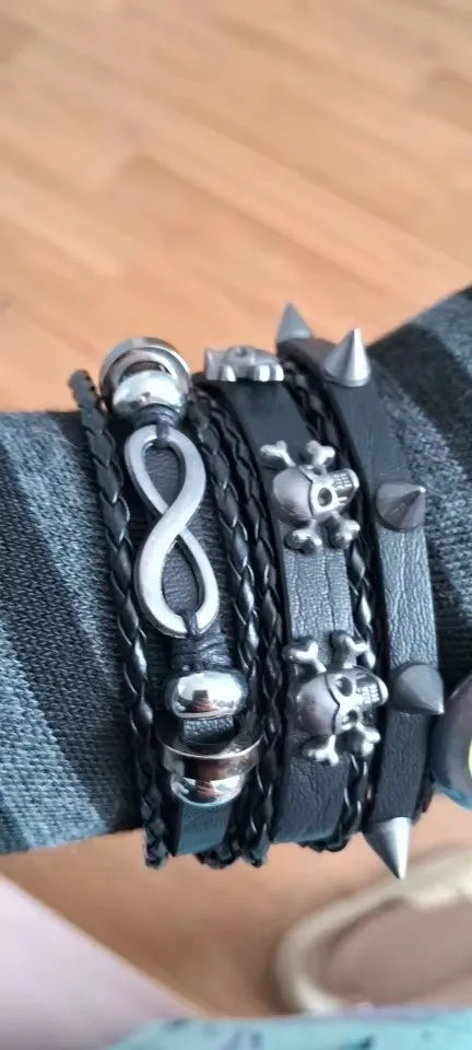 Odinė apyrankė motor rock cool boho gotikinė vikingų stiliaus apyrankė dovana