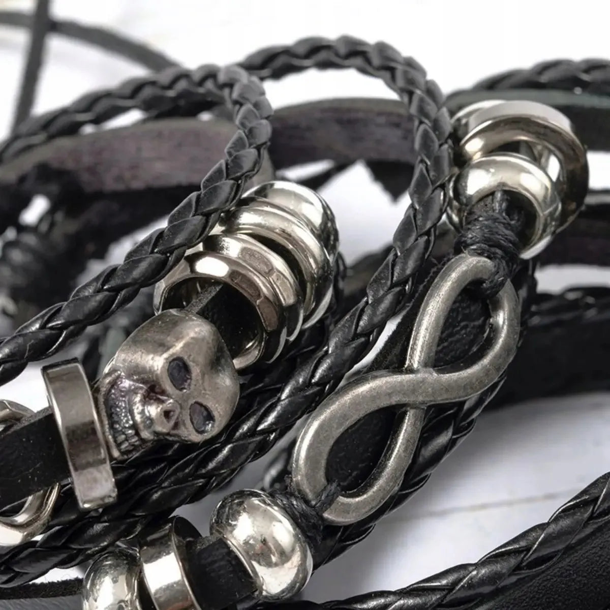 Odinė apyrankė motor rock cool boho gotikinė vikingų stiliaus apyrankė dovana